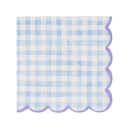 White Gingham Scallop Lunch Napkins